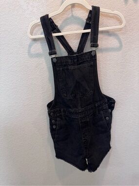 Madewell Black Denim Short Overalls